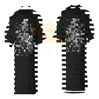 Octopus Floral Vintage Flowers Scuba Diving Garden And Ocean T-Shirt - Monsterry