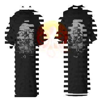 Oeuvre Pieuvre Coucher De Soleil Motif Monstre Marin Océan Mer Pieuvre T-Shirt - Cadeauxyz