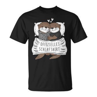 Official Sleep Cute Otter Couple Sleep T-Shirt - Geschenkecke