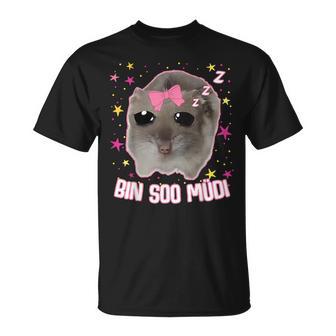 Offizielles Schlaf Sad Hamster Meme Bin So Müdi Schlaf T-Shirt - Geschenkecke