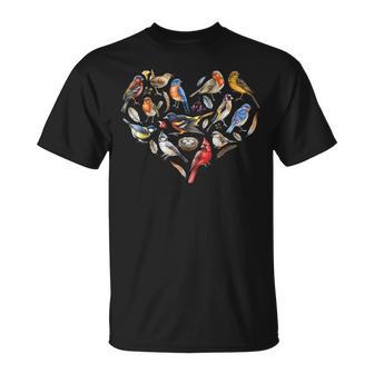 Oiseau De La Forêt En Forme De Cœur Observant Le Chardonneret T-Shirt - Cadeauxyz