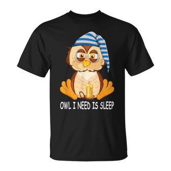 Owl Night Owl Sleeping Cap Nightgown Pyjamas Owl T-Shirt - Geschenkecke