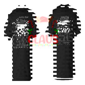 Papa Claus Christmas Lights Family Matching Xmas Pajamas T-Shirt - Monsterry