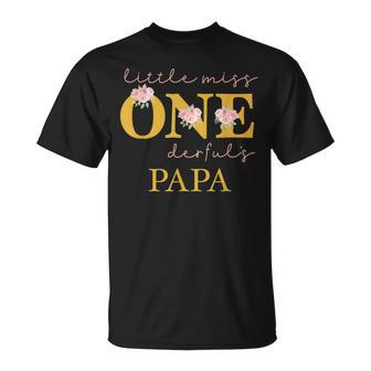 Papa Little Miss Onederful Birthday Party 1 Year Old Girl T-Shirt - Geschenkecke