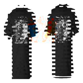 Patriotic Hot Dog American Flag USA 4th Of July Fourth T-Shirt - Monsterry