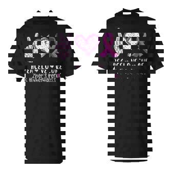 Peace Love Cure Alzheimer's Awareness Men Women Kids T-Shirt - Monsterry