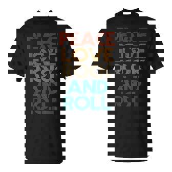 Peace Love Rock N Roll Vintage Band Rock Concert Lovers T-Shirt - Thegiftio UK