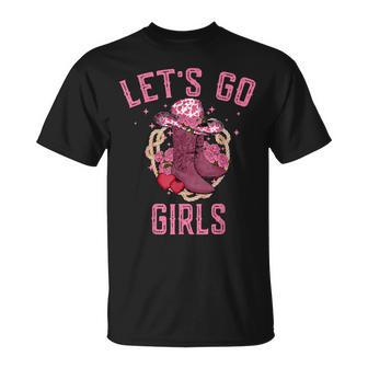 Pink Cowboy Hat Boots Let's Go Girls Western Cowgirls T-Shirt - Geschenkecke