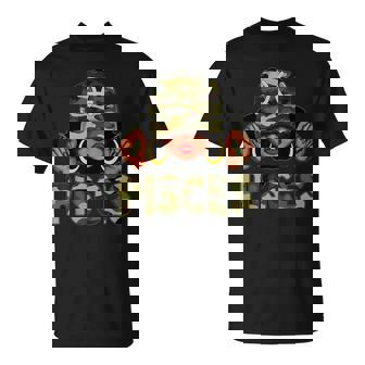 Pisces Queen Black With Cap Camo Afro Girl Zodiac T-Shirt - Thegiftio UK
