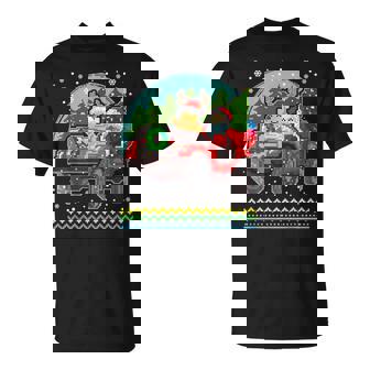 Pixel Ugly Christmas Santa 4 Wheel Drive T-Shirt - Monsterry
