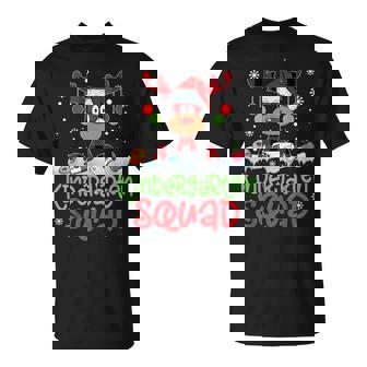 Plaid Reindeer Santa Hat Kindergarten Squad Teacher Xmas T-Shirt - Monsterry