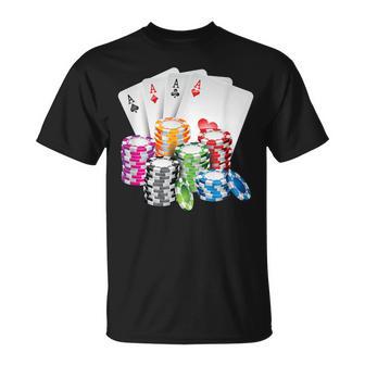 Poker Gambling Game Cards Chips Casino Poker T-Shirt - Geschenkecke