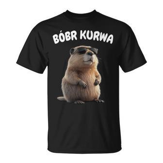 Polish Beaver Saying Bober Kurwa Yes Pierdole Bobr T-Shirt - Geschenkecke