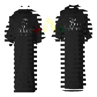 Power Fist Heartbeat African American Pride Men Women T-Shirt - Monsterry