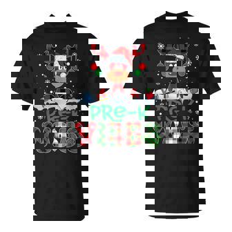 Pre-K Vibes Teacher Red Plaid Reindeer Christmas Kids T-Shirt - Monsterry