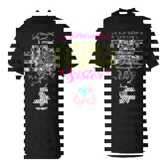 Proud Air Force Sister Camo US Flag Dog Tag Military Sibling T-Shirt - Monsterry