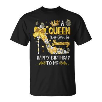 A Queen Was Born In January Happy Birthday T-Shirt - Geschenkecke