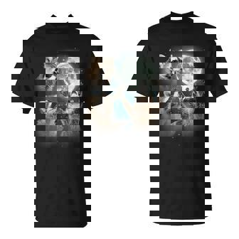 Raccoon 3 Racoons Howling At Moon Weird Meme T-Shirt - Monsterry