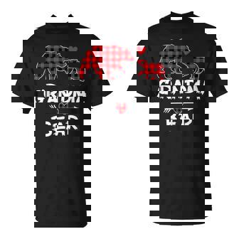 Red Plaid Grandma Bear Xmas Family Christmas Pajamas T-Shirt - Monsterry