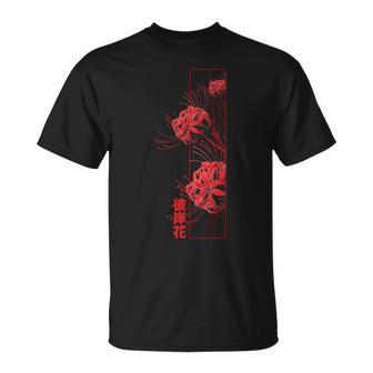 Red Spider Lily Higanbana Japanese Flower Aesthetic Anime T-Shirt - Monsterry