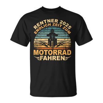 Rentner 2025 Motorrad Motorsport Motorradfahrer Rente T-Shirt - Geschenkecke