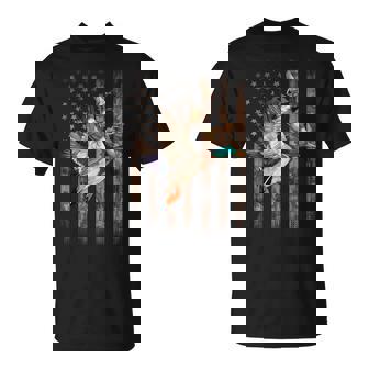 Retro Duck Hunter Hunting American Flag Camouflage On Back T-Shirt - Thegiftio UK