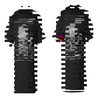 Retro Gaming Skeletonaporwave Aesthetic Edgy Streetwear T-Shirt - Cadeauxyz