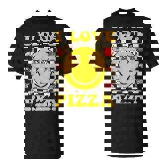 Retro Groovy I Love Pizza Pepperoni Pizza Lover T-Shirt - Monsterry