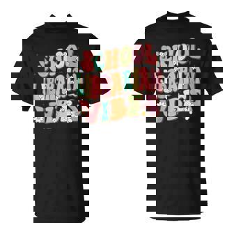 Retro Groovy School Librarian Vibes Women Library T-Shirt - Monsterry