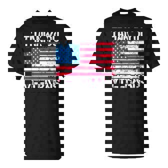Retro US Flag Military Vet Appreciation Thank You Veterans T-Shirt - Monsterry