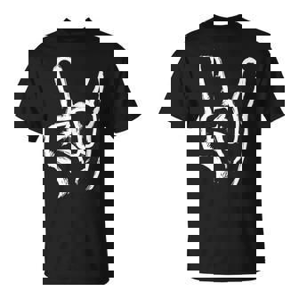 Rock On Hand Sign Symbol Gesture Rock Lover Men Women T-Shirt - Monsterry