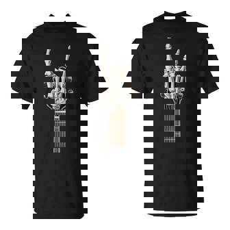 Rock On Skeleton Mano Guitarra Rock & Roll Hombres Es Rock Band Camiseta unisex - Regaloses