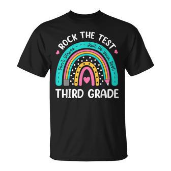 Rock The Test Third Grade Rainbow Test Day Teacher Student T-Shirt - Monsterry