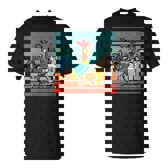 Rooster Beer Tap Pouring Beer Colorful Rooster Bar Scene T-Shirt - Monsterry
