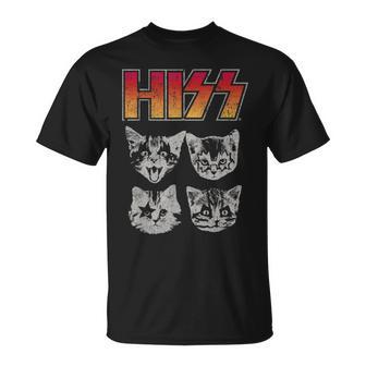 Hiss Cat Cats Kitten Rock Music Cat Lovers Hiss T-Shirt - Geschenkecke