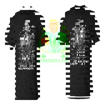 Make Saint Patrick's Day Great Again Usa Flag Trump T-Shirt - Seseable