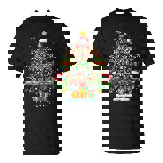 Santa Elf Reindeer Game Controllers Colorful Xmas Tree Gamer T-Shirt - Monsterry