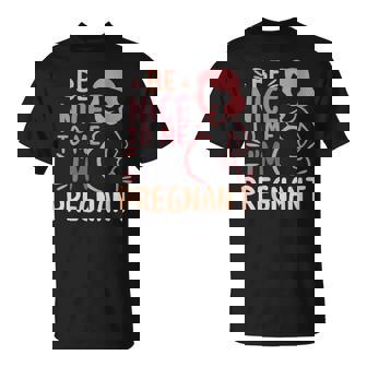 Sé Amable Conmigo Estoy Embarazada Genial Cuello Camiseta unisex - Regaloses
