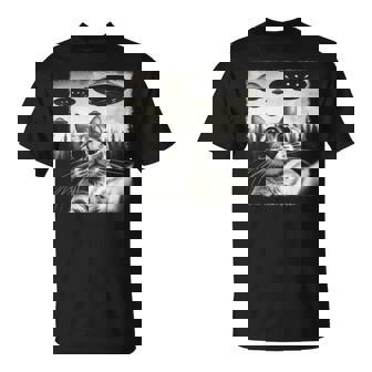 Selfie Chat Rencontre Extraterrestreintage Avec Humour Science-Fiction Ovni T-Shirt - Cadeauxyz