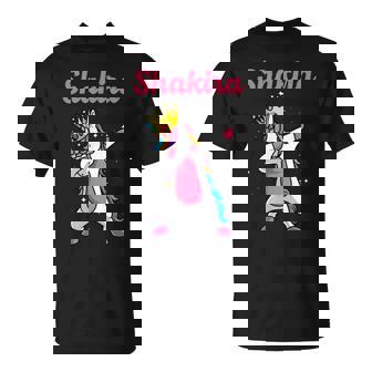 Shakira Nombre Personalizado Cumpleaños Dabbing Unicorn Queen Camiseta unisex - Regaloses