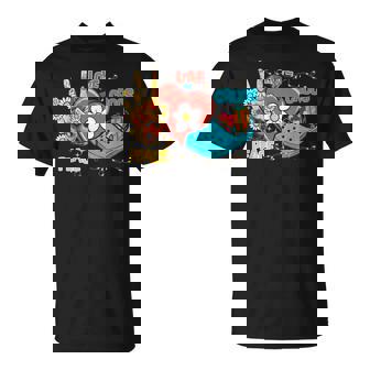 Skeleton Hand Peace Love-Crocs Family Xmas Pyjama Halloween T-Shirt - Monsterry
