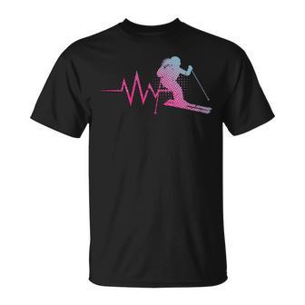 Skilfahrerin Herzschlag Ski Girls Ski Helmet Skiing T-Shirt - Geschenkecke