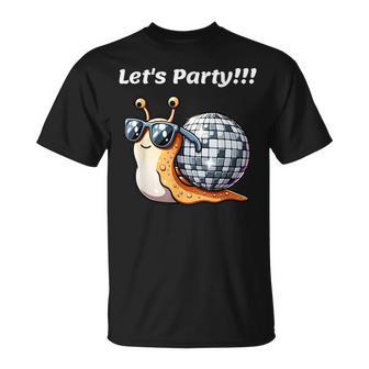 Snail's Disco Lover Groovy Party Snail With Disco Ball T-Shirt - Geschenkecke