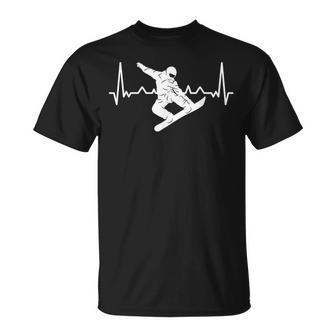 Snowboarding With Heartbeat Pulse Ecg And Snowboarder T-Shirt - Geschenkecke