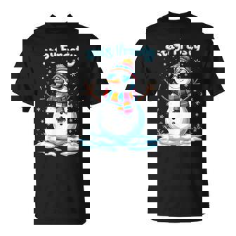 Snowman Stay Frosty Christmas Xmas T-Shirt - Monsterry