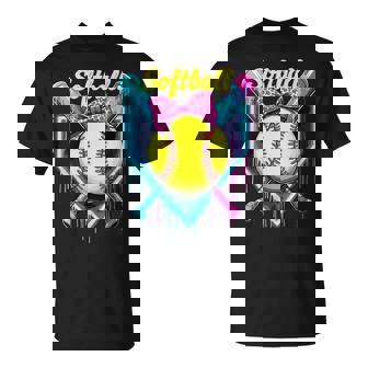 Softball Player Ice Cream Softball Drip T-Shirt - Thegiftio
