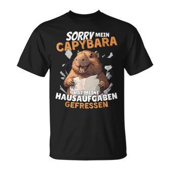 Sorry Mein Capybara Hat Meine Hausaufgaben Gefressen T-Shirt - Geschenkecke