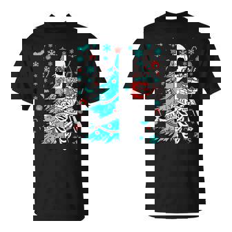 Sorta Merry Sorta Scary Christmas Skeleton Tree Santa T-Shirt - Monsterry