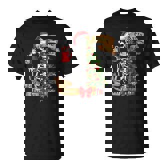Sorta Merry Sorta Scary Christmas Skeleton Tree Xmas T-Shirt - Monsterry