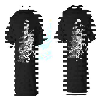 Sorta Scary Merry Sorta Christmas Skeleton Tree Santa Half T-Shirt - Monsterry
